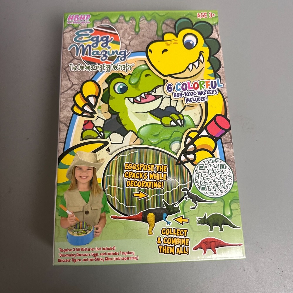 EggMazing Dinomazing Egg Decorator Kit Green Dinosaur Spinning Craft Toy HBHP